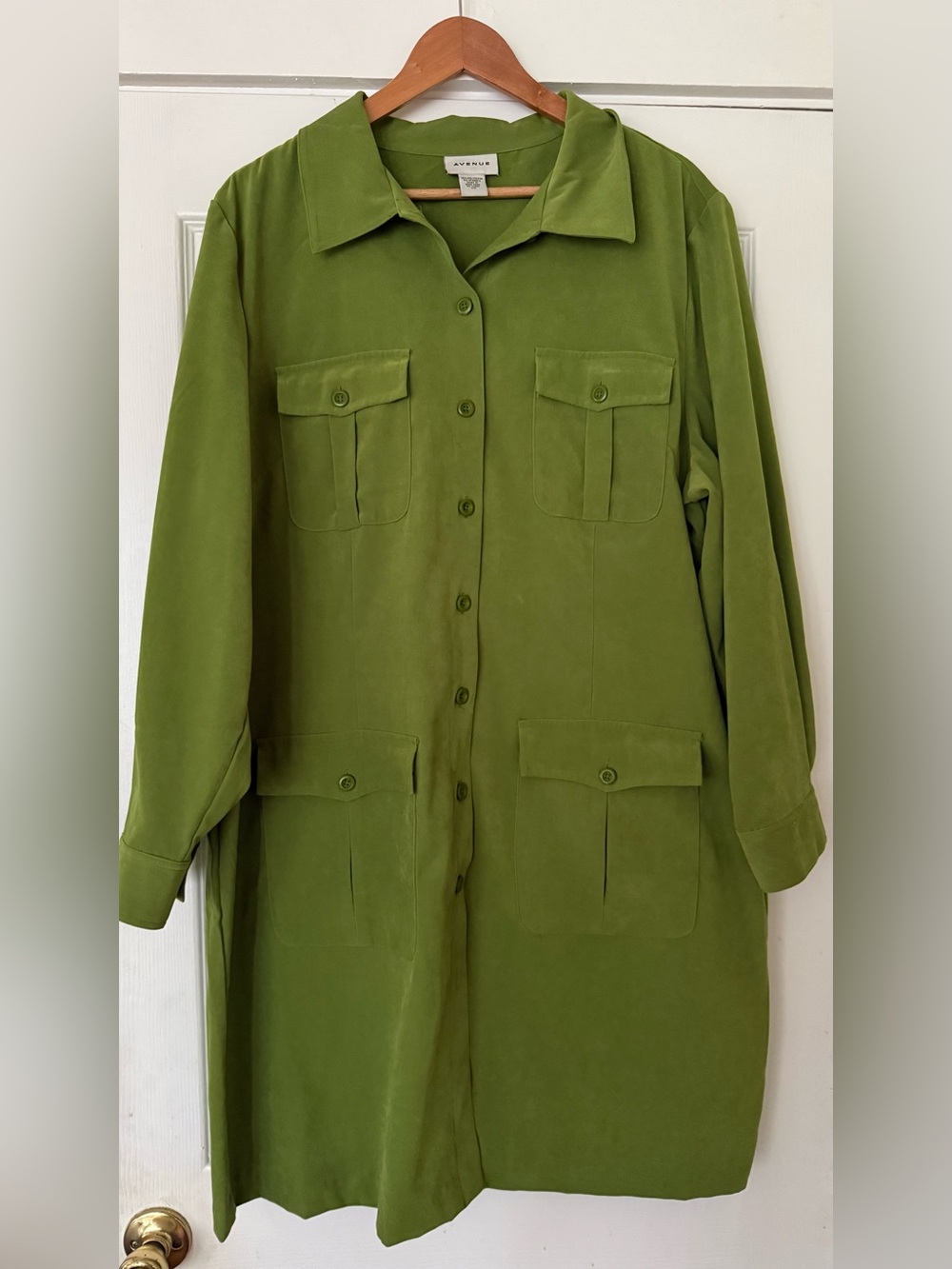Avenue Olive Green Utility Trench Coat
